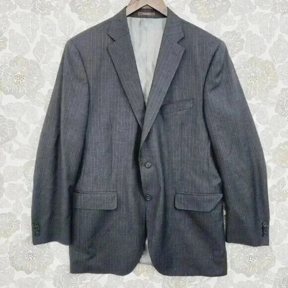 Peter Millar 100% Wool Men's Blazer Size 42T Gray Striped